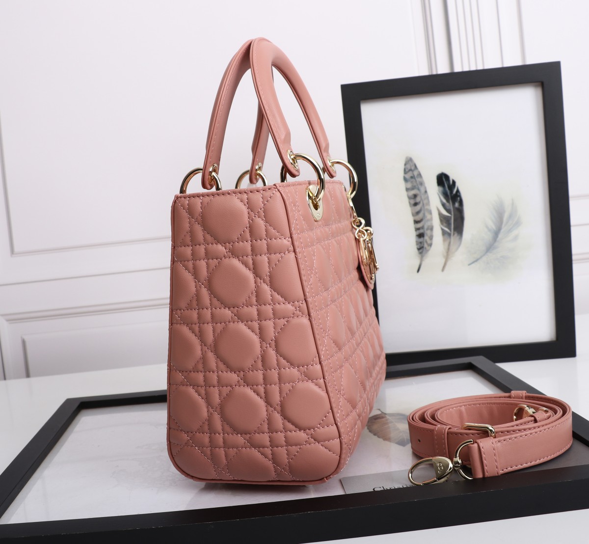 Medium Lady Dior Bag Pink Cannage Lambskin